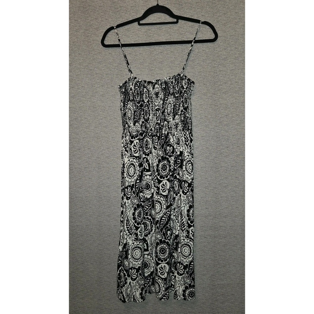 LOFT Beach Floral Long Maxi Dress Black White Sundress Swim Cover-up Small NEW